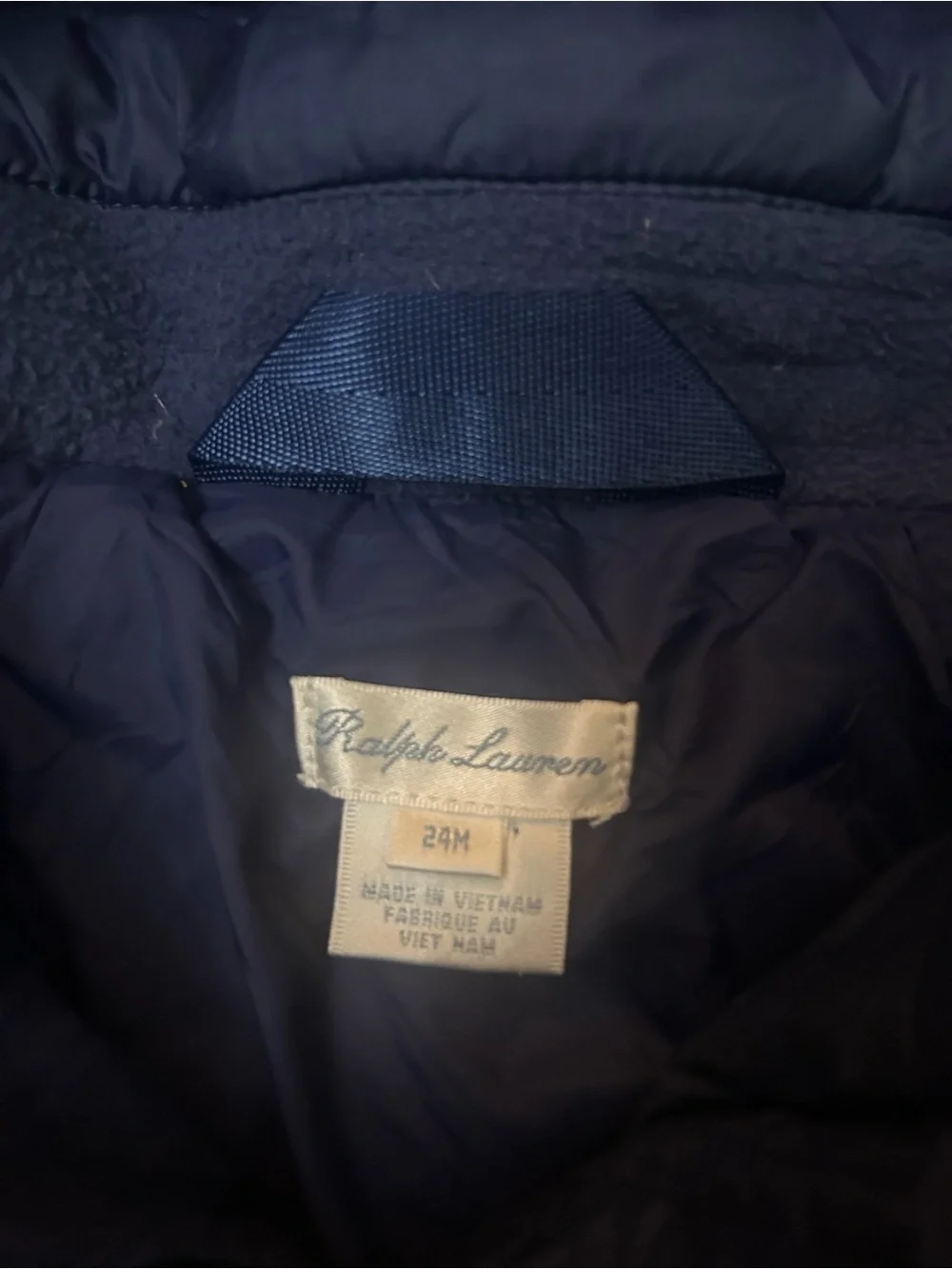 Ralph Lauren Girls 24M Pink Navy Puffer Jacket